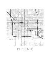 Charger l&#39;image dans la galerie, Affiche cartographique de Phoenix - Style Noir et Blanc
