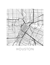 Charger l&#39;image dans la galerie, Affiche cartographique de Houston - Style Noir et Blanc
