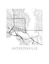 Charger l&#39;image dans la galerie, Affiche cartographique de Jacksonville - Style Noir et Blanc
