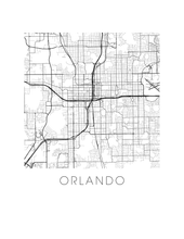 Charger l&#39;image dans la galerie, Affiche cartographique de Orlando - Style Noir et Blanc
