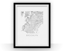 Charger l&#39;image dans la galerie, Affiche cartographique de Brooklyn - Style Noir et Blanc
