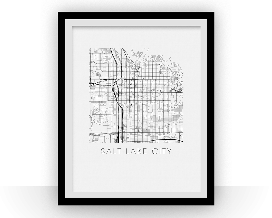 Affiche cartographique de Salt Lake City - Style Noir et Blanc