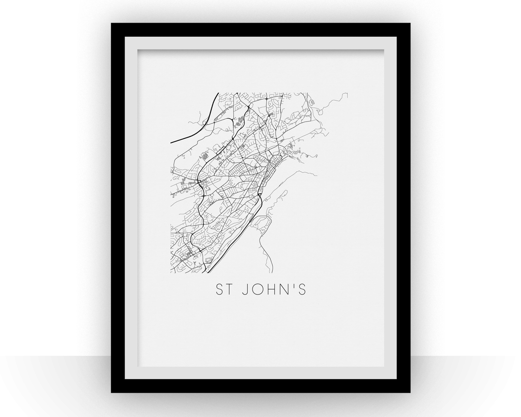 Affiche cartographique de St Johns - Style Noir et Blanc