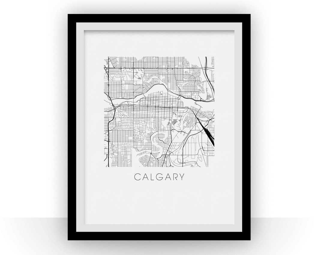 Affiche cartographique de Calgary - Style Noir et Blanc