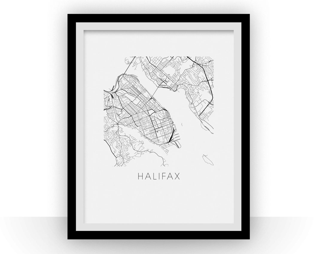 Affiche cartographique de Halifax - Style Noir et Blanc