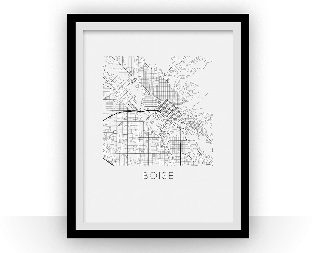 Affiche cartographique de Boise - Style Noir et Blanc