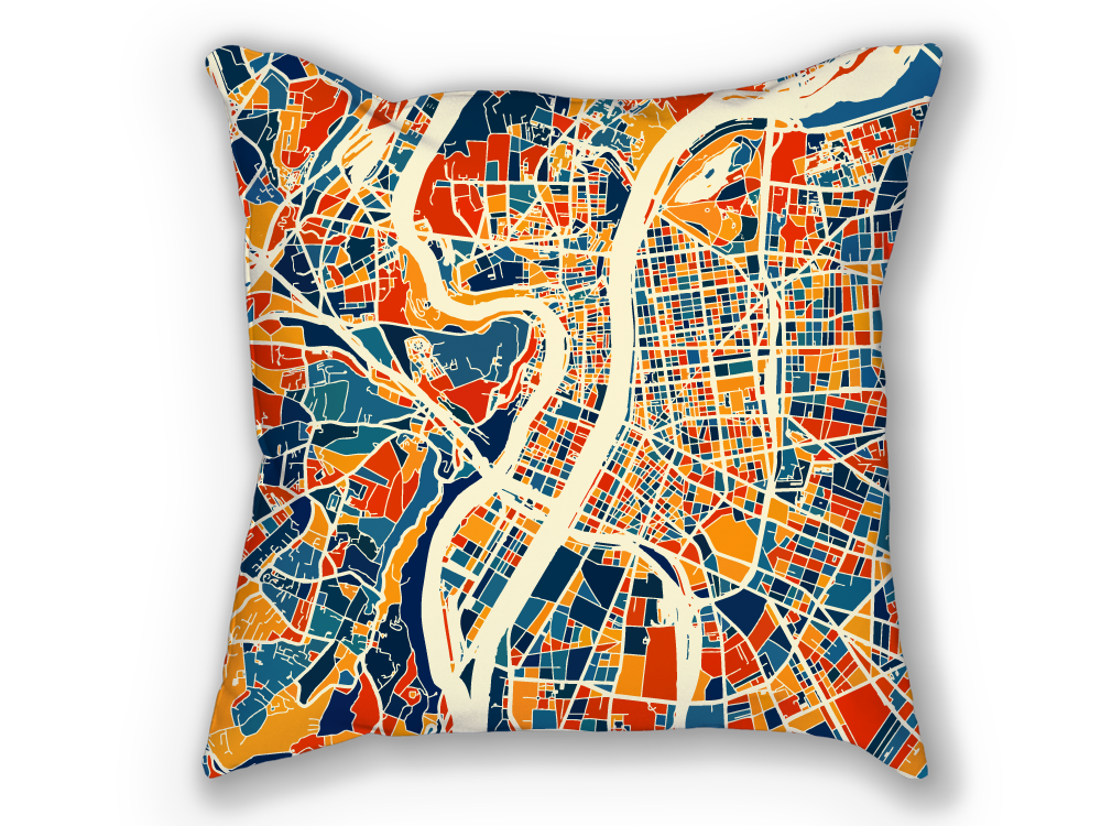 Lyon Map Pillow - France Map Pillow 18x18