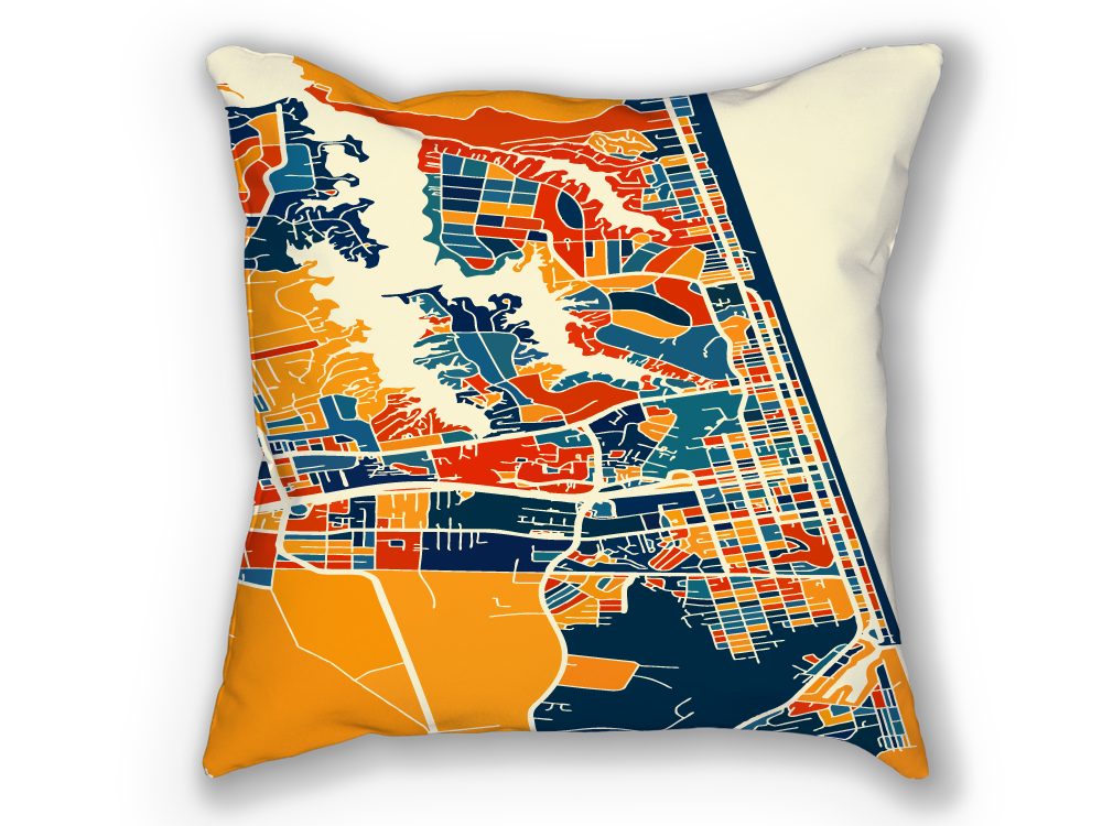 Virginia Beach Map Pillow - Virginia Map Map Pillow 18x18