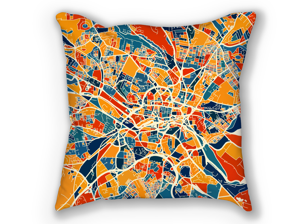 Leeds Map Pillow - Yorkshire Map Pillow 18x18