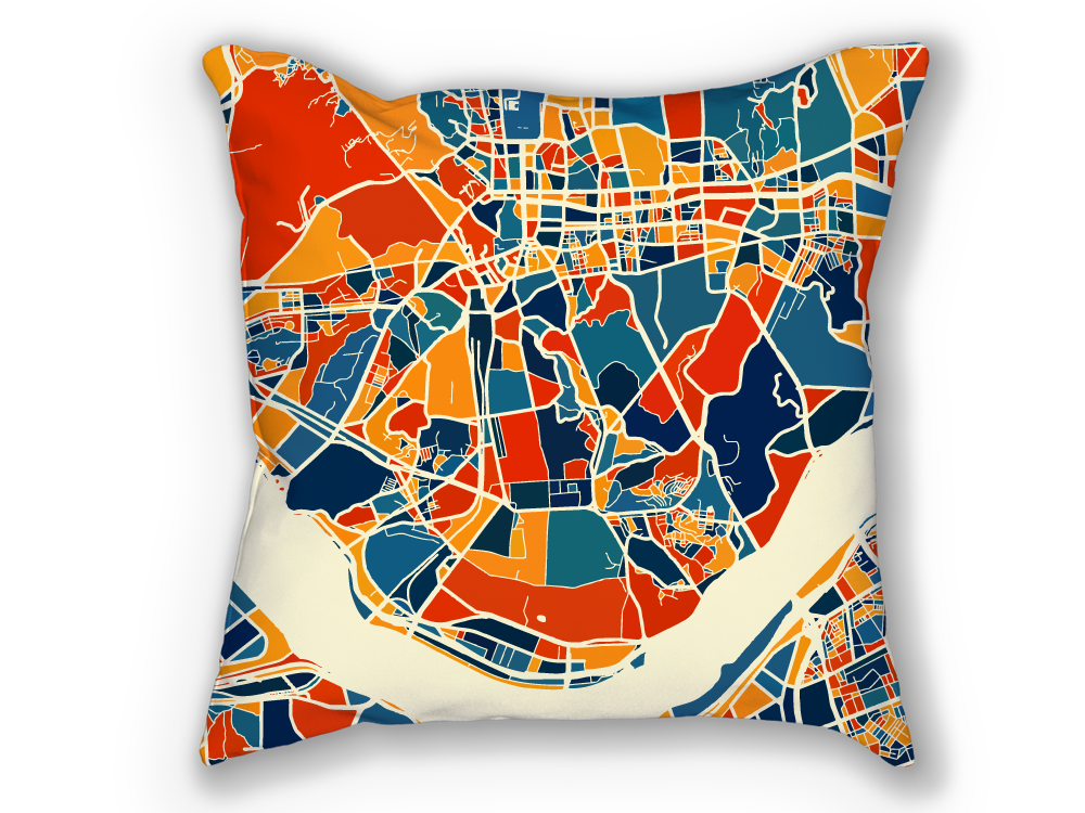 Seoul Map Pillow - South Korea Map Pillow 18x18