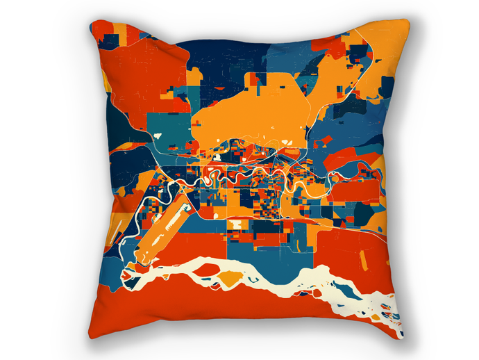 Fairbank Map Pillow - Alaska Map Pillow 18x18