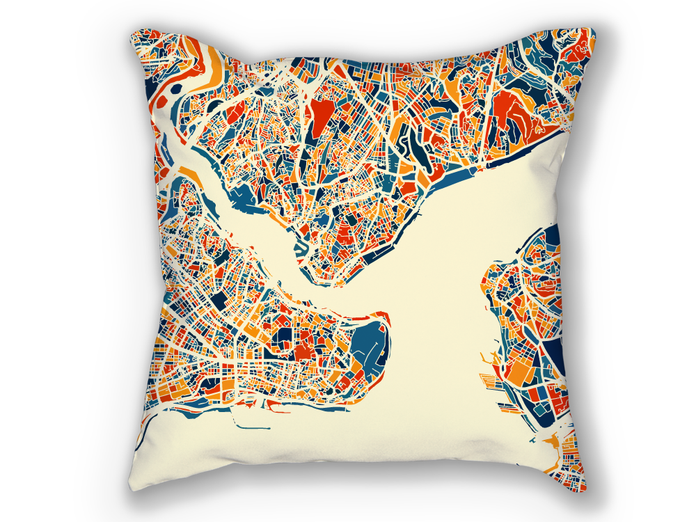 Istanbul Map Pillow - Turkey Map Pillow 18x18