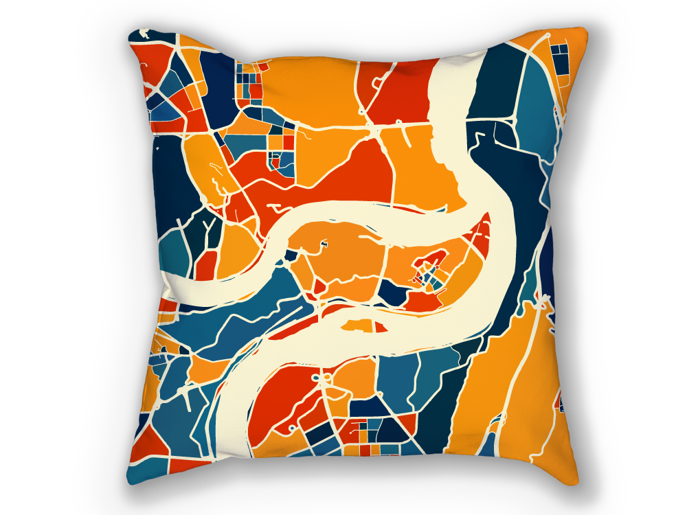 Chongqing Map Pillow - Chungking Map Pillow 18x18