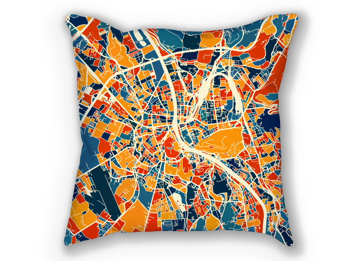 Salzburg Map Pillow - Austria Map Pillow 18x18