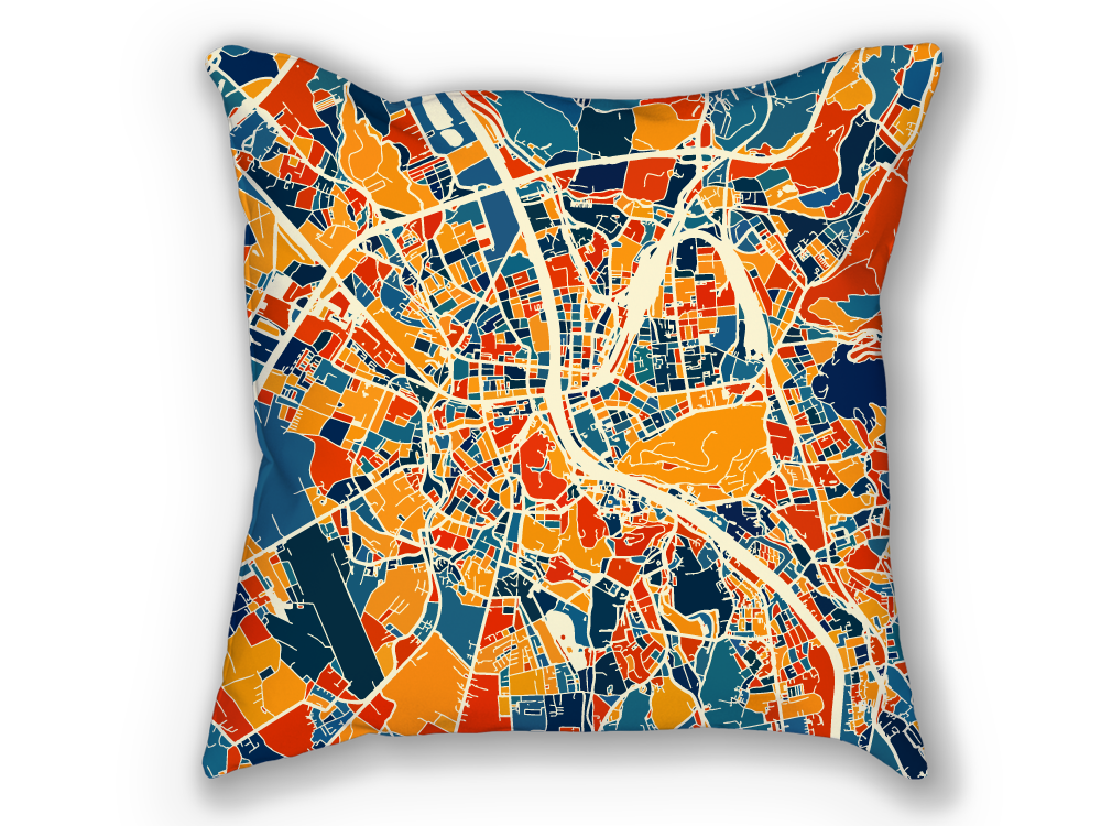 Salzburg Map Pillow - Austria Map Pillow 18x18