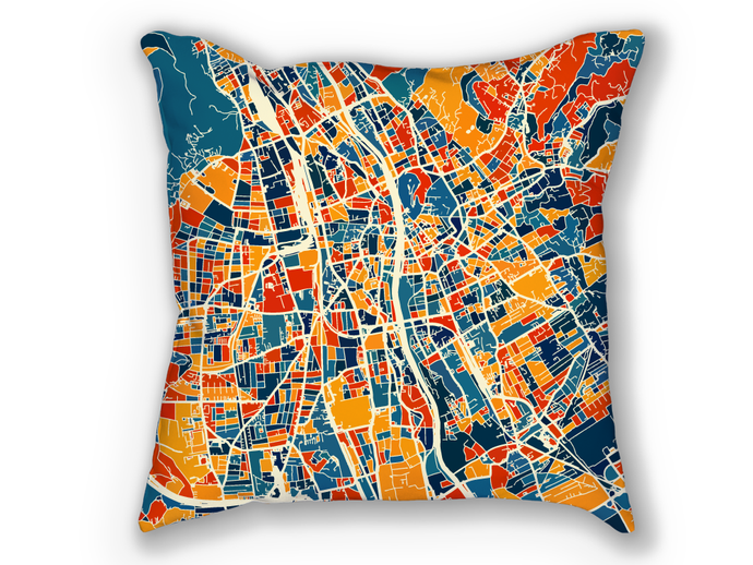 Graz Map Pillow - Austria Map Pillow 18x18