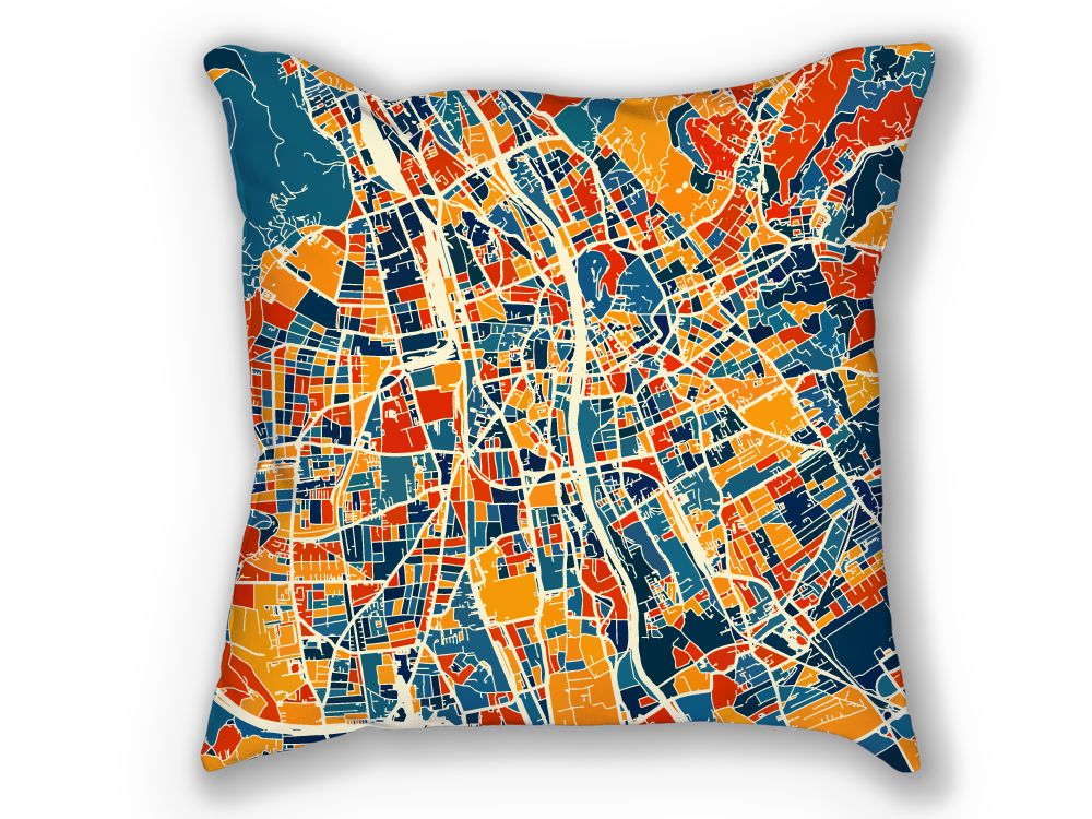 Graz Map Pillow - Austria Map Pillow 18x18