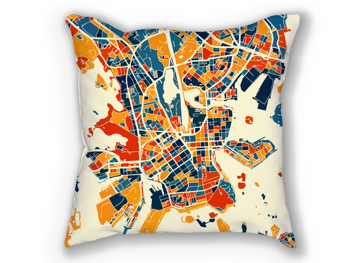 Helsinki Map Pillow - Finland Map Pillow 18x18