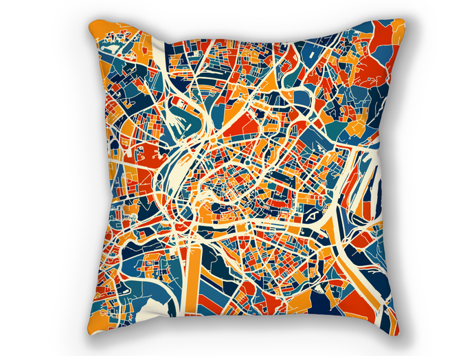 Strasbourg Map Pillow - Alsace Map Pillow 18x18