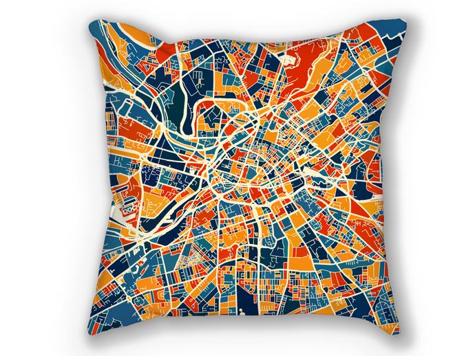 Manchester Map Pillow - England Map Pillow 18x18