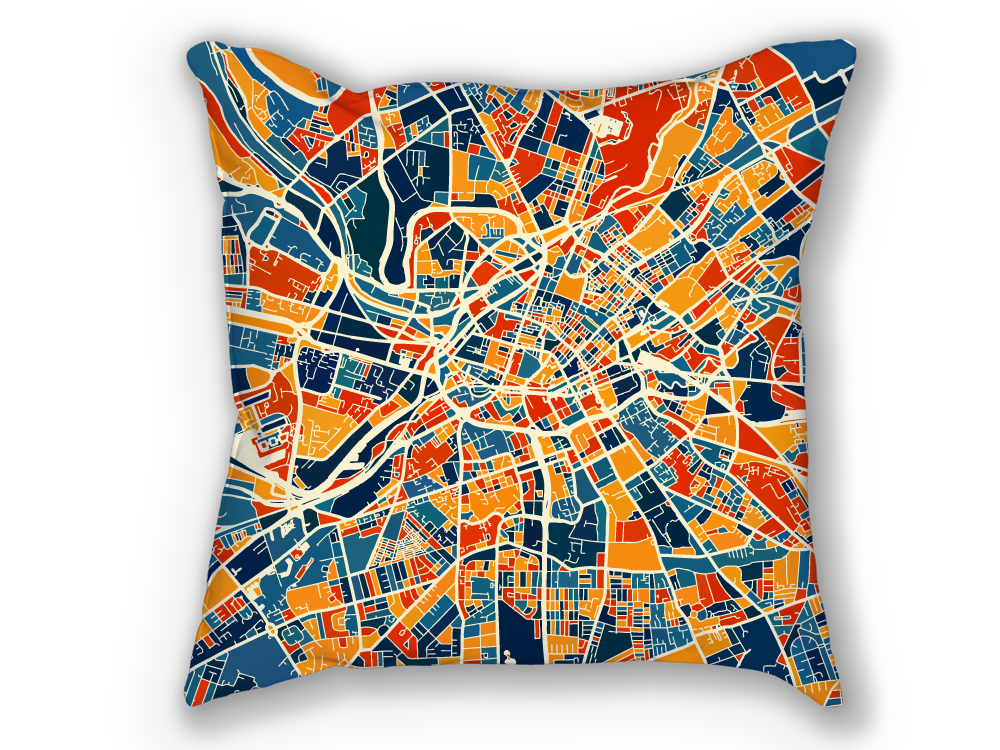 Manchester Map Pillow - England Map Pillow 18x18