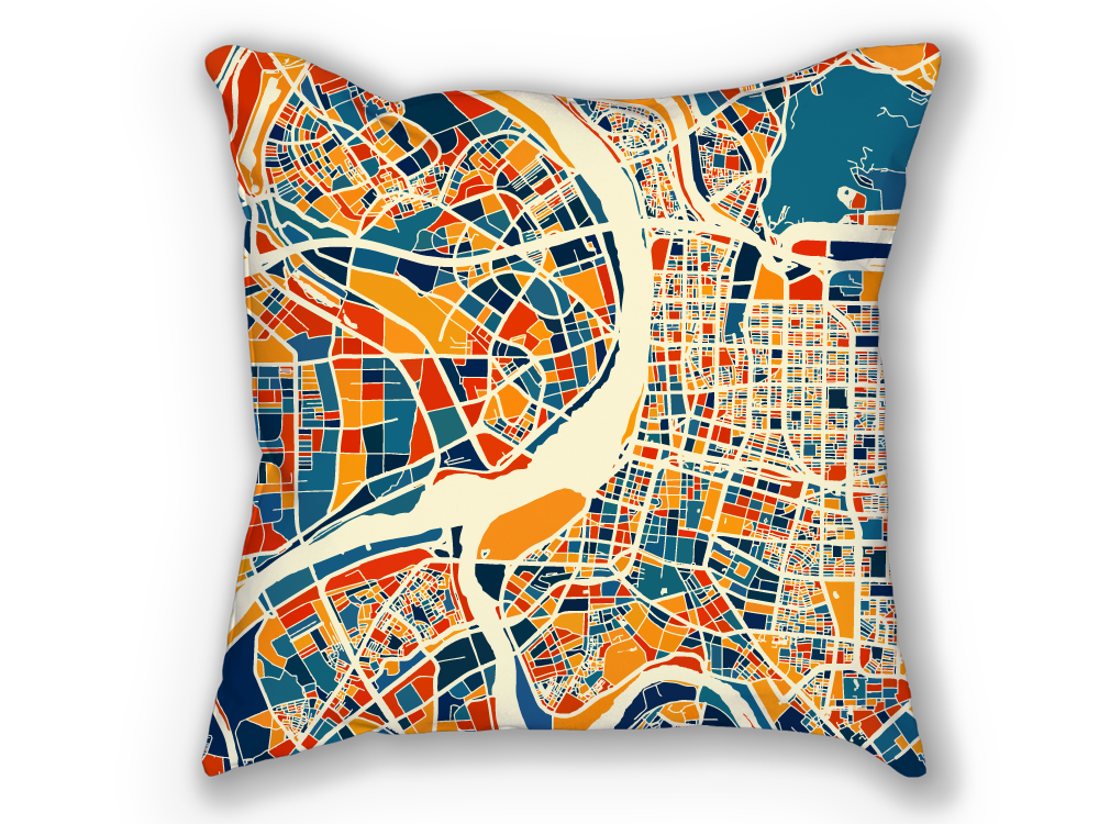 Taipei Map Pillow - Taiwan Map Pillow 18x18