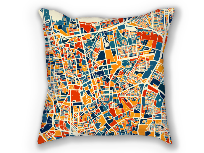 Jakarta Map Pillow - Indonesia Map Pillow 18x18