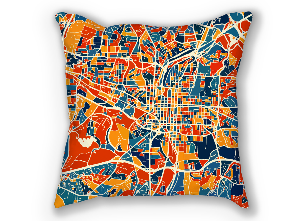 Raleigh Map Pillow - North Carolina Map Pillow 18x18