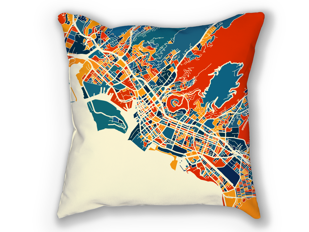 Honolulu Map Pillow - Hawaii Map Pillow 18x18