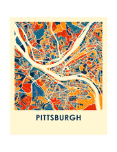 Charger l&#39;image dans la galerie, Affiche cartographique de Pittsburgh - Style Chroma
