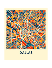 Charger l&#39;image dans la galerie, Affiche cartographique de Dallas - Style Chroma
