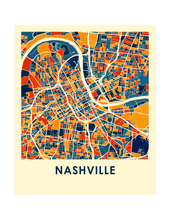 Charger l&#39;image dans la galerie, Affiche cartographique de Nashville - Style Chroma
