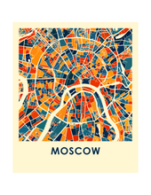 Charger l&#39;image dans la galerie, Affiche cartographique de Moscou - Style Chroma
