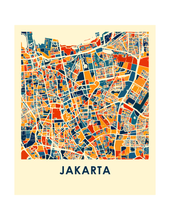 Charger l&#39;image dans la galerie, Affiche cartographique de Jakarta - Style Chroma
