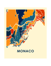 Charger l&#39;image dans la galerie, Affiche cartographique de Monaco - Style Chroma
