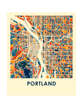 Charger l&#39;image dans la galerie, Affiche cartographique de Portland - Style Chroma
