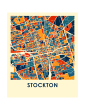 Charger l&#39;image dans la galerie, Affiche cartographique de Stockton - Style Chroma
