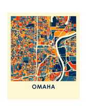 Charger l&#39;image dans la galerie, Affiche cartographique de Omaha - Style Chroma
