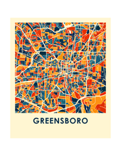 Charger l&#39;image dans la galerie, Affiche cartographique de Greensboro - Style Chroma
