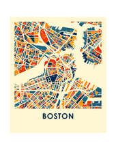 Charger l&#39;image dans la galerie, Affiche cartographique de Boston - Style Chroma
