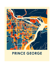 Charger l&#39;image dans la galerie, Affiche cartographique de Prince George BC - Style Chroma
