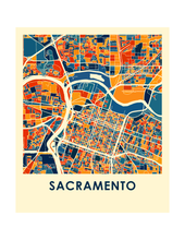 Charger l&#39;image dans la galerie, Affiche cartographique de Sacramento - Style Chroma
