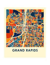 Charger l&#39;image dans la galerie, Affiche cartographique de Grand Rapids - Style Chroma
