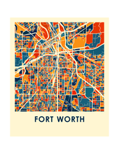 Charger l&#39;image dans la galerie, Affiche cartographique de Fort Worth - Style Chroma
