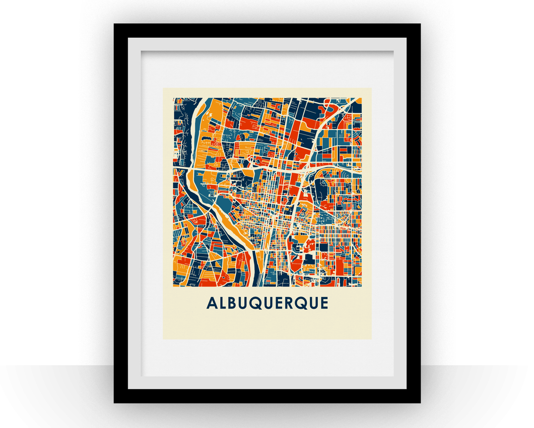 Affiche cartographique de Albuquerque - Style Chroma