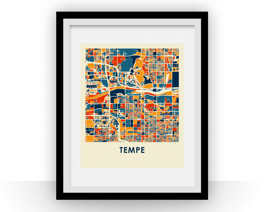 Affiche cartographique de Tempe AZ - Style Chroma