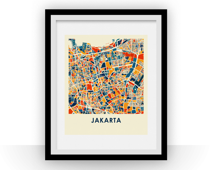 Jakarta Map Print - Full Color Map Poster