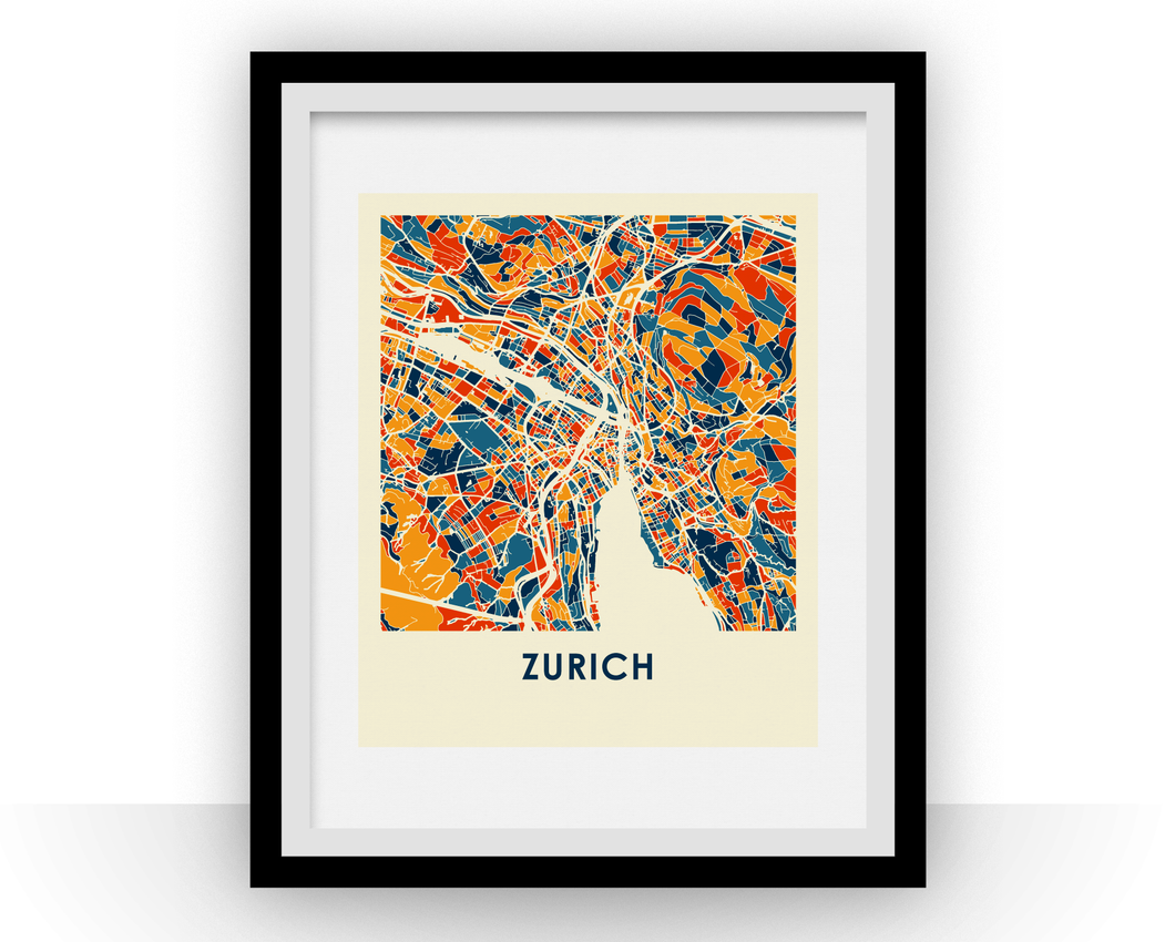 Zurich Map Print - Full Color Map Poster