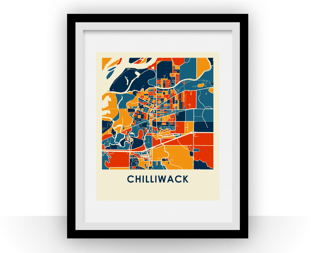 Affiche cartographique de Chilliwack British Columbia - Style Chroma