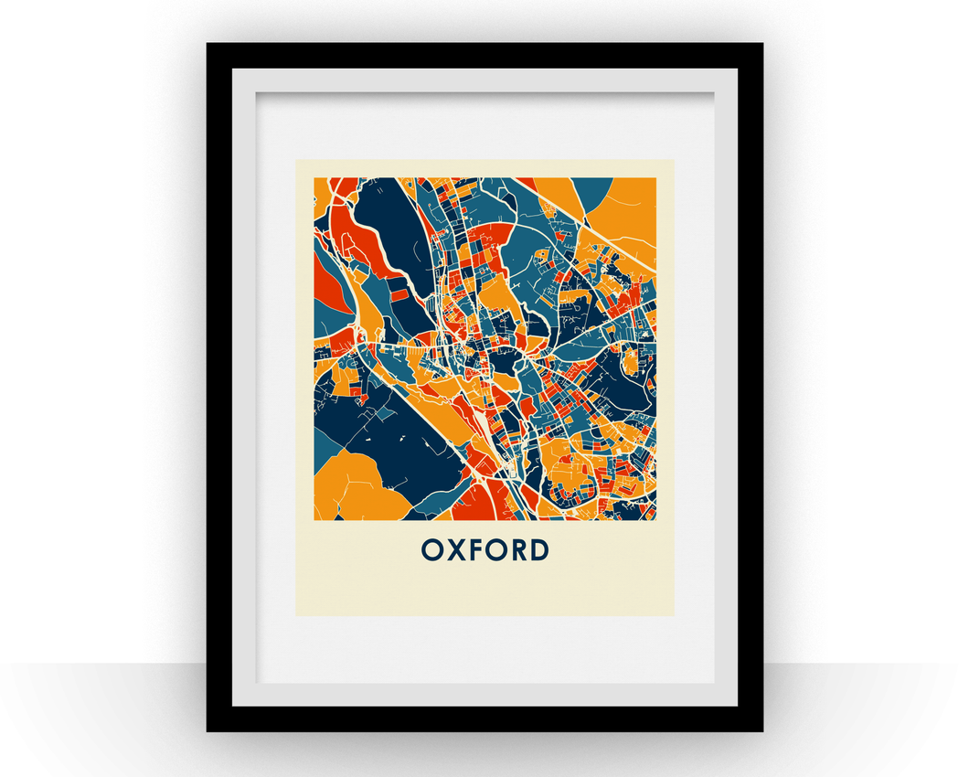 Affiche cartographique de Oxford - Style Chroma